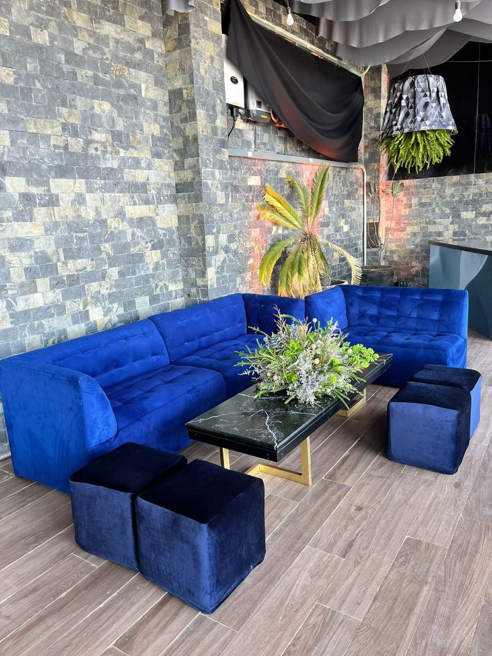 Lounge de terciopelo azul